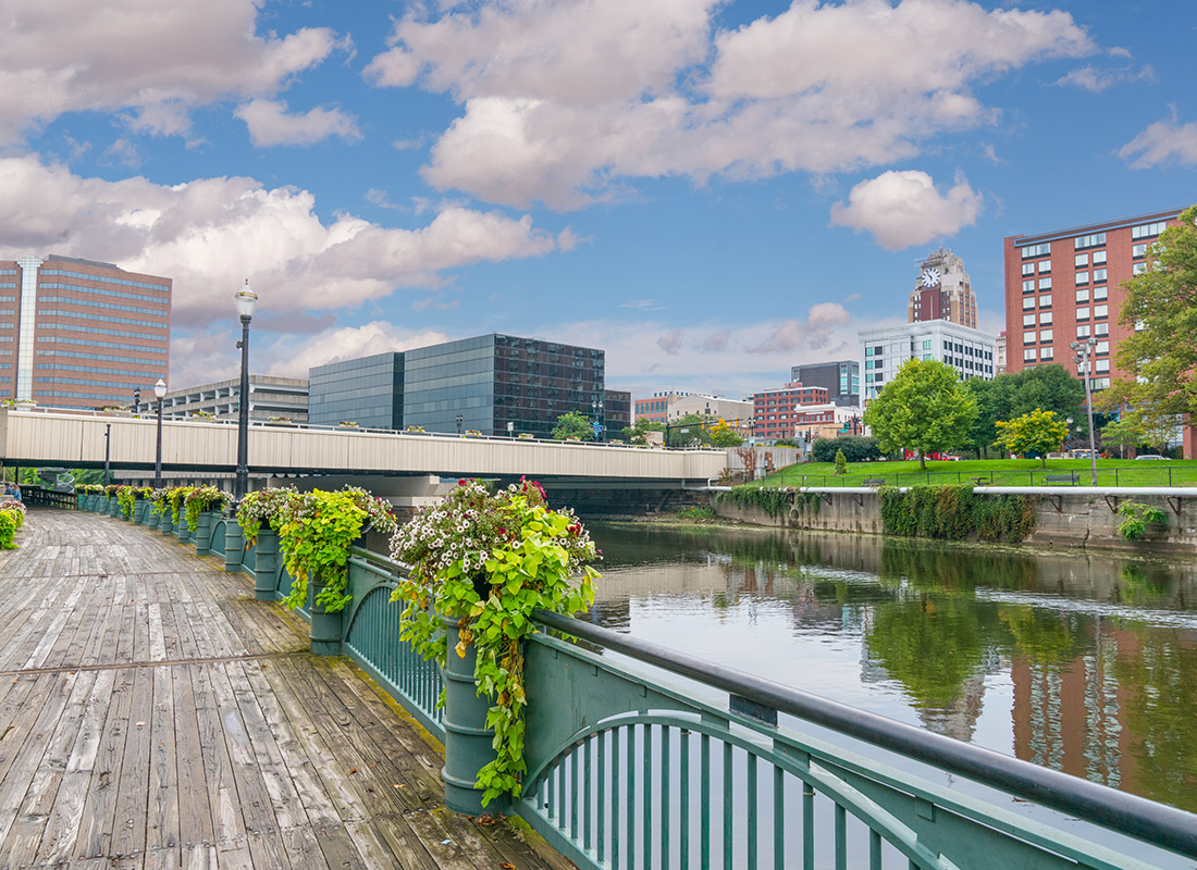 DeWitt, MI - City Skyline of Lansing, Michigan Along the Grand River